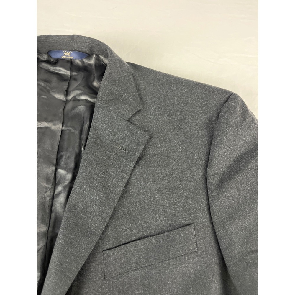 Brooks‎ Brothers Blazer Mens 44L Gray 346 Stretch Two Button Jacket Wool Blend